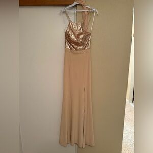 Elegant Gold Sequin Evening Gown